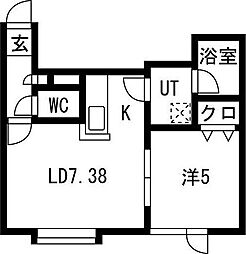アルカディア壱番館 1LDKの間取図画像