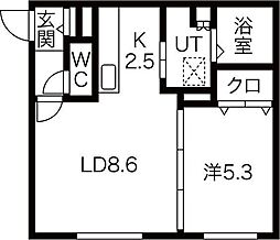 ラウレア八軒 1LDKの間取図画像