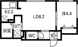 プラティーク札幌ノール 1LDKの間取図画像