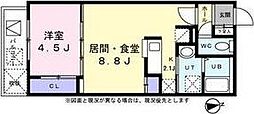 ボアソルテヒラギシ 1LDKの間取図画像