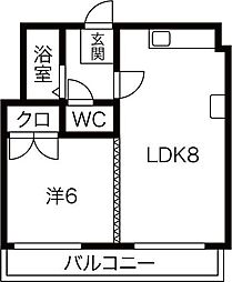 コスモハイツ 1LDKの間取図画像