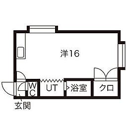 サンホームMS　No.8 3階ワンルームの間取り