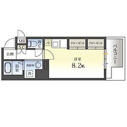 アストリアN6 7階ワンルームの間取り