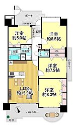 グリーンスクェア新北島1号棟 4LDKの間取図画像