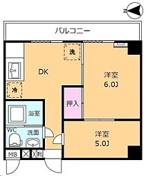 ヘレンハウゼ 2DKの間取図画像