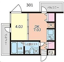 アートフル中井 1DKの間取図画像
