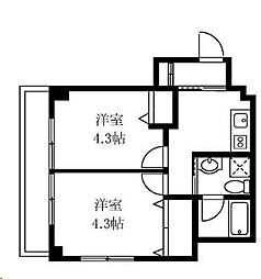 諏訪町マンション 2Kの間取図画像