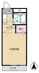 アリス春日部第2 1Kの間取図画像