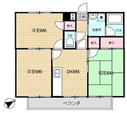マノワールB 3DKの間取図画像