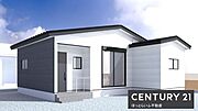 直線的なデザインが印象的な外観です。重厚感のある屋根とシンプルなカラートーンが全体を引き締めています。エントランス部分のステップがアクセントとして映えています。採光窓があり日差しを感じられる設計です。