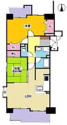 グローリアスタウン聖心弐番館 2LDKの間取図画像