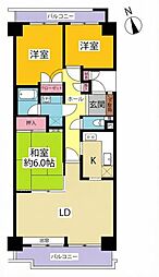 ユニオンハイツ岡崎 3LDKの間取図画像