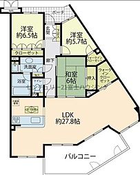 パシフィックガーデン茅ヶ崎B棟 3LDKの間取図画像
