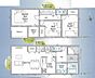 間取り：効率的な動線を確保した2階建ての間取りです。ゆとりのあるリビングダイニングや収納スペースが豊富な各部屋が特長です。バルコニーやウォークインクローゼットなど使いやすさを意識した設計がポイントです。