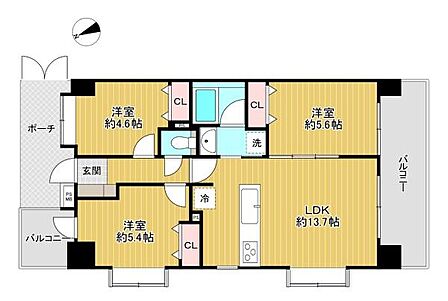 【間取り】南西角部屋で陽当たり良好な3LDK