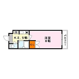 センチュリー玉川 1Kの間取図画像