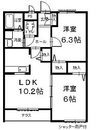 フォレスト 2LDKの間取図画像