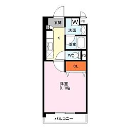 イストアール 1Kの間取図画像