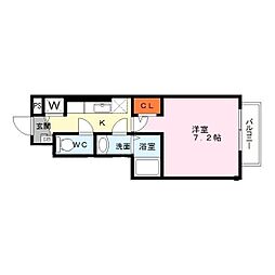 シダーコンフォール弐番館 1Kの間取図画像