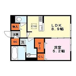レウイシア 1LDKの間取図画像
