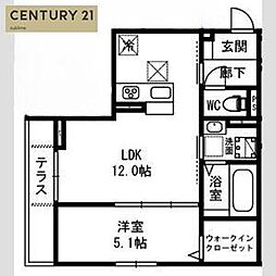 (VENT CLAIR) ヴァン クレール 1LDKの間取図画像