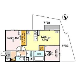 グランド ソレーユ 2LDKの間取図画像