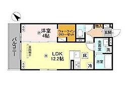 D-ROOM平井A棟 1LDKの間取図画像