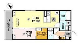 D-ROOM平井B棟 1LDKの間取図画像