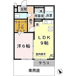 セジュール南堅田 1LDKの間取図画像