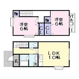 メゾネットハート・シード 2LDKの間取図画像