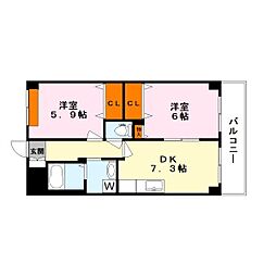 フォレストコート 2DKの間取図画像