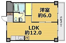第16洛西ハイツ瀬田 1LDKの間取図画像