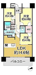 グランドパレス夕陽丘 3LDKの間取図画像