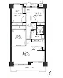 グラン・ドムール北野田 2SLDKの間取図画像