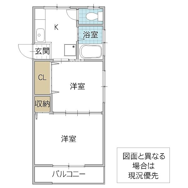 コーポ82 301号室｜茨城県水戸市石川(賃貸マンション2K・3階・30.00㎡)の写真 その2