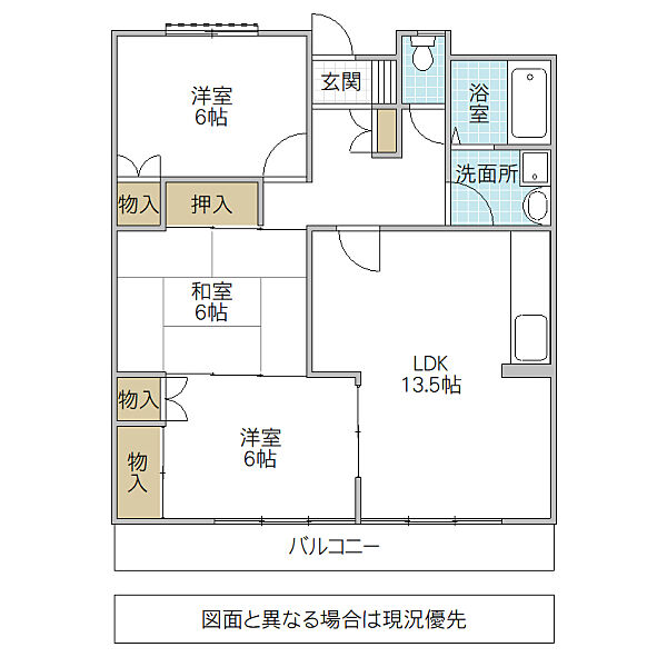 SHIRAUME TERRACE B 104号室｜茨城県水戸市白梅(賃貸マンション3LDK・1階・74.11㎡)の写真 その2