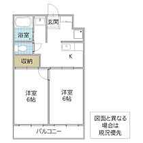 ファミールガルテン F棟 202号室 ｜ 茨城県水戸市堀町（賃貸アパート2K・2階・34.48㎡） その2