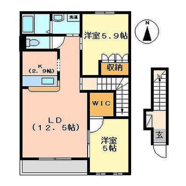 Dear Kotoriko 201号室｜茨城県笠間市石井(賃貸アパート2LDK・2階・61.20㎡)の写真 その2