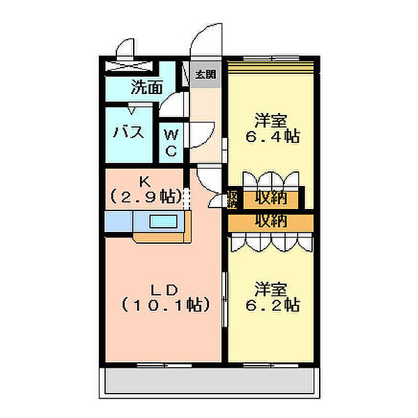 プティ・エトワール 202号室｜茨城県ひたちなか市大字武田(賃貸アパート2LDK・2階・57.33㎡)の写真 その2