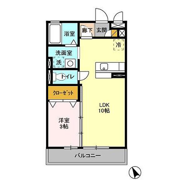 ベルデュール 303号室｜茨城県水戸市吉沢町(賃貸アパート1LDK・3階・33.39㎡)の写真 その2