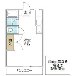 クリーンルームあつむC ワンルームの間取図画像
