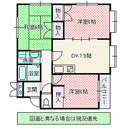 グリーンフィールドノウスウイング 3DKの間取図画像
