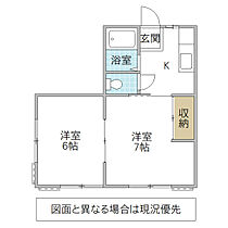 小田コーポ 203号室 ｜ 茨城県水戸市梅香（賃貸アパート2K・2階・33.11㎡） その2