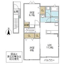 ハッピーハウス 3 201号室 ｜ 茨城県小美玉市羽刈（賃貸アパート2LDK・2階・57.07㎡） その1