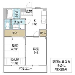 マイシャトウ見川A 2DKの間取図画像