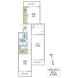 サンガーデンA 2LDKの間取図画像