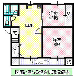 リエス笠原 2LDKの間取図画像