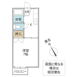 リヴェール・アーバンA 1Kの間取図画像