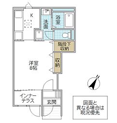 プレミアス II 1階1Kの間取り