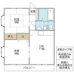 堂端ビル 2LDKの間取図画像
